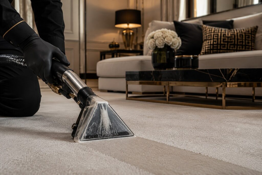 Luxury carpet steam cleaning service in a premium residential property.
